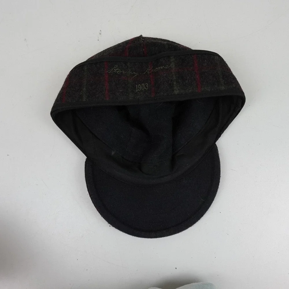 Stormy Kromer Hat Cap Fitted Mens 7 3/8 Gray Plaid Ear Flap Trapper Winter USA